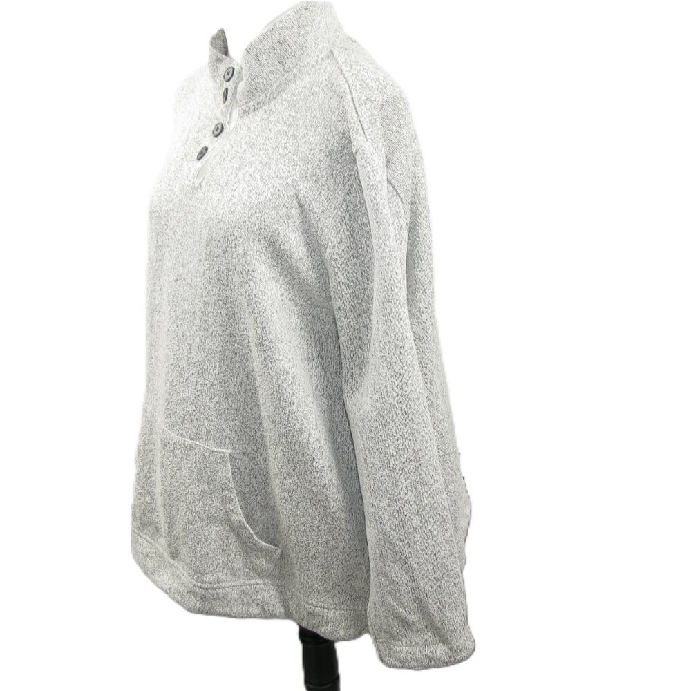 Orvis Light Gray Partial Button Mock Neck Pull Ov… - image 5